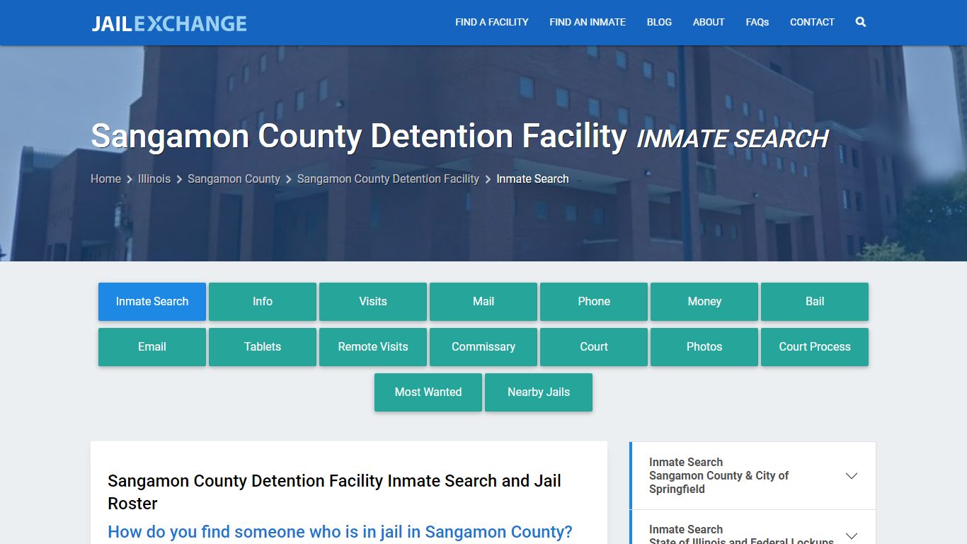 Sangamon County Detention Facility Inmate Search - Jail Exchange